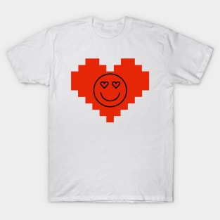 Pixelated valentine love heart 14th february for couples and lovers T-Shirt